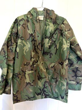 Duck Bay Mens Camo Rain Jacket PVC Waterproof Quilted Lined Hooded Parka Large